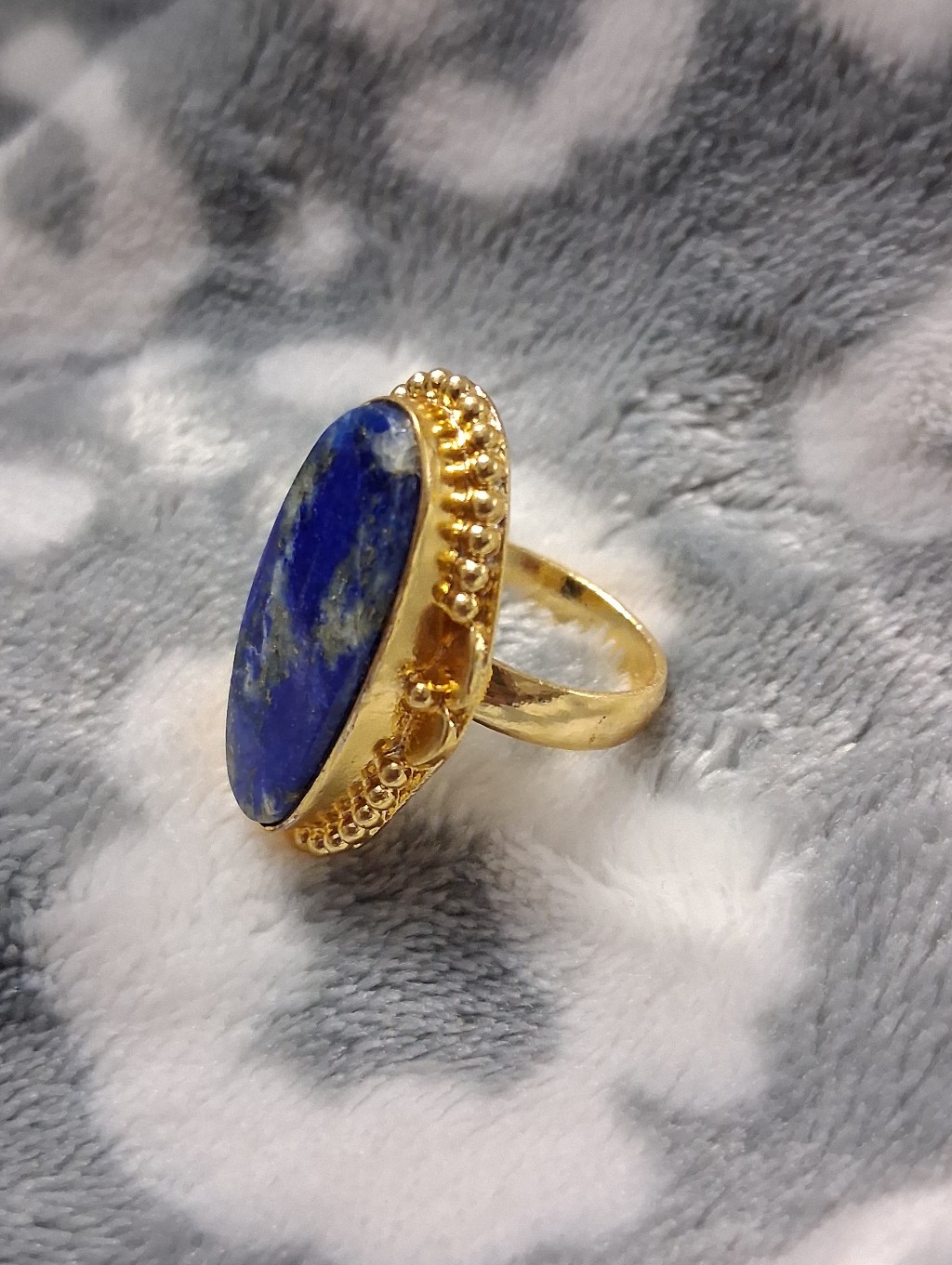 Gold Plated Lapis Lazuli Statement Ring - Blue — image 3 of 8